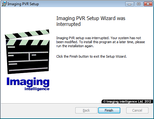 Imaging PVR Setup Wizard was Interrupted